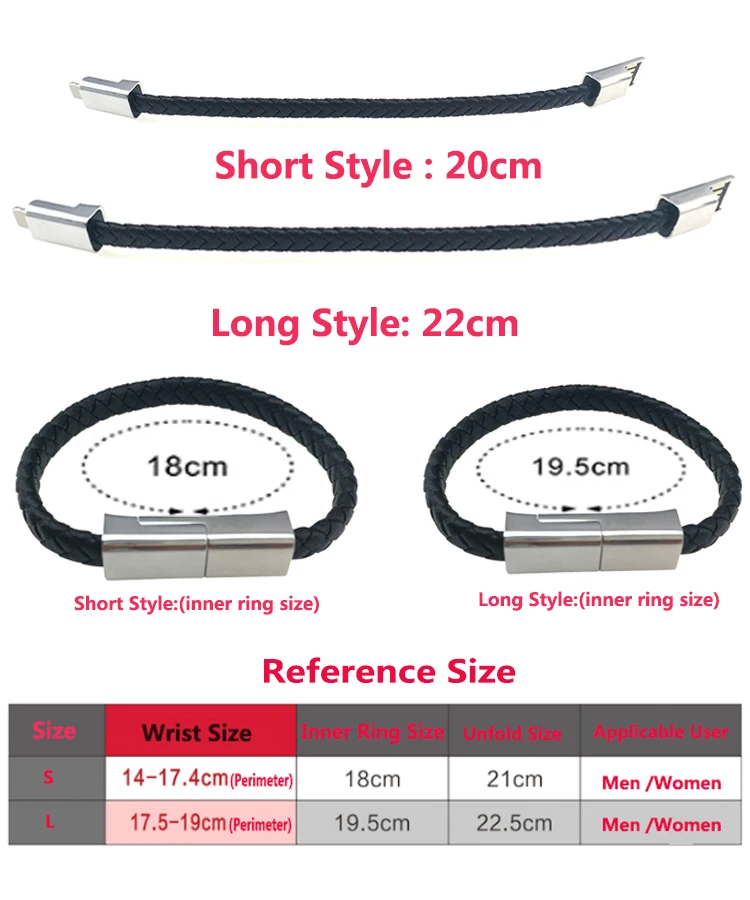 Low MOQ Customized Leather Micro Type C Usb Bracelet Charger Charging Data Cable For IPhone - ANKUX.COM
