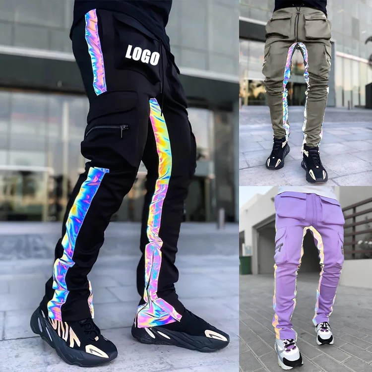 Fashion Men Reflective Trousers Custom Zipper Jogger Sweatpants Multi Pockets Hip Hop Straight Pants, Customized color
Fashion Men Reflective Trousers Custom Zipper Jogger Sweatpants Multi Pockets Hip Hop Straight Pants, Customized color