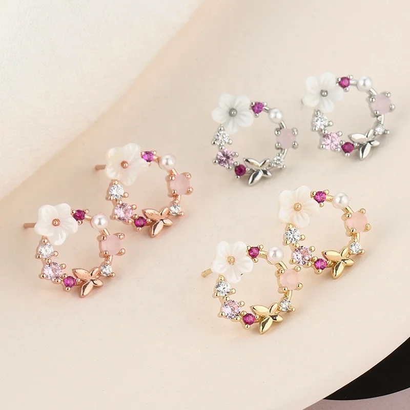 Luxury Gold Plated Rainbow Zircon Brass Stud Earrings Flower Retro Butterfly Pearl Circle Earring Jewelry For Women
Luxury Gold Plated Rainbow Zircon Brass Stud Earrings Flower Retro Butterfly Pearl Circle Earring Jewelry For Women