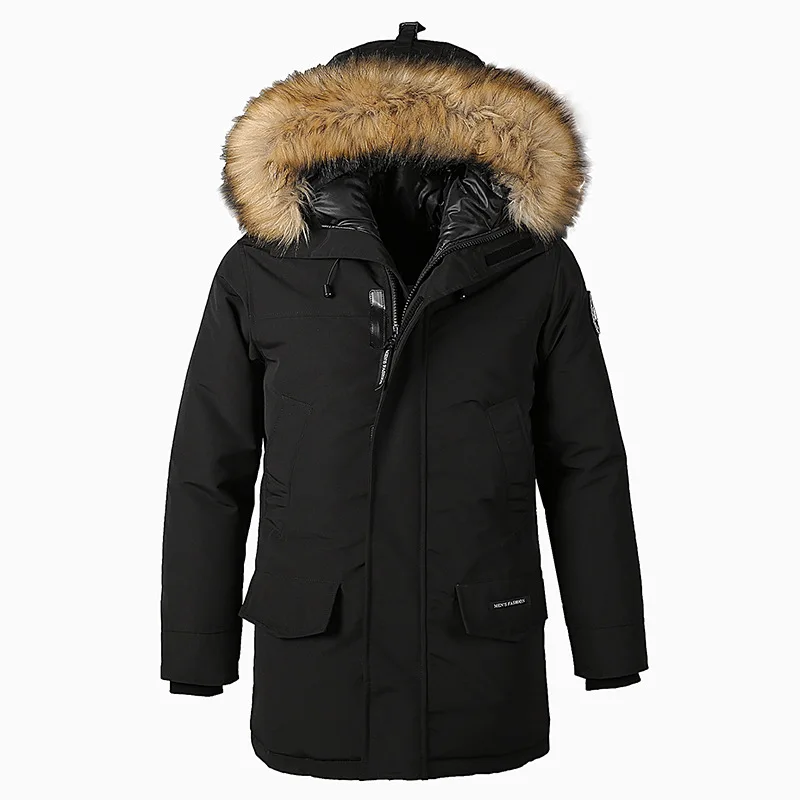 Wholesale winter custom jackets parkas men black cotton polyester parka jacket with fur hood
Wholesale winter custom jackets parkas men black cotton polyester parka jacket with fur hood