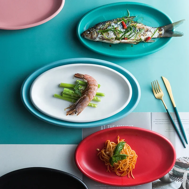 Oval Ceramic Fish Plate Ceramic Glaze Plate Steak Plate Hotel Restaurant Tableware Ceramic Dinner Plates, As pictures
Oval Ceramic Fish Plate Ceramic Glaze Plate Steak Plate Hotel Restaurant Tableware Ceramic Dinner Plates, As pictures