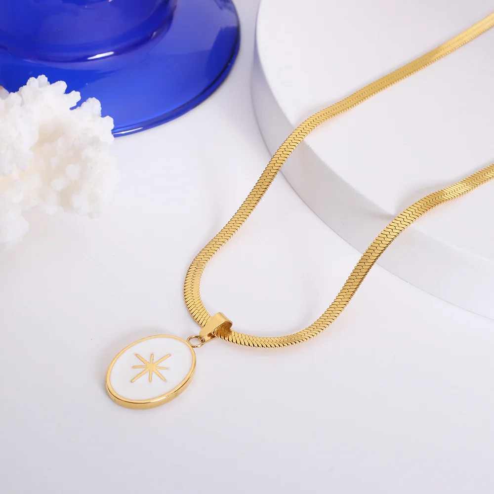 2021 New Models Stainless Steel 18k Gold Plated North Star Oval Pendant Herringbone Chain Link Necklaces for Women, Gold, silver, rose gold, black
2021 New Models Stainless Steel 18k Gold Plated North Star Oval Pendant Herringbone Chain Link Necklaces for Women, Gold, silver, rose gold, black