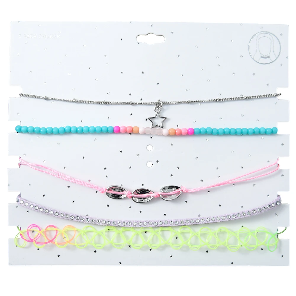 5PC/Set Trendy Silver Chain Star Choker Acrylic Korean velvet Kid Necklace Set, Colorful
5PC/Set Trendy Silver Chain Star Choker Acrylic Korean velvet Kid Necklace Set, Colorful