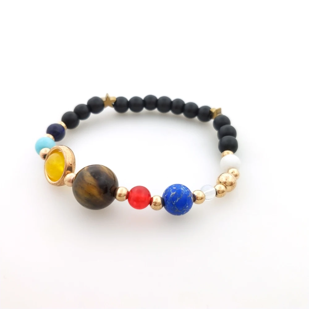 Solar System Bracelet Couple Gemstone Astronomy Handmade Galaxy The Nine Planets Guardian Bracelets, Gold 
Solar System Bracelet Couple Gemstone Astronomy Handmade Galaxy The Nine Planets Guardian Bracelets, Gold