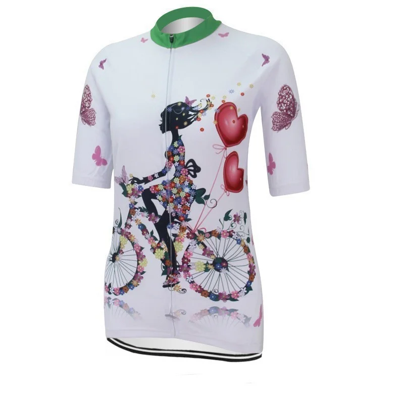 Womens cycling wear polyester fabric girls print pattern short sleeves cycling jersey top, Customizable 
Womens cycling wear polyester fabric girls print pattern short sleeves cycling jersey top, Customizable
