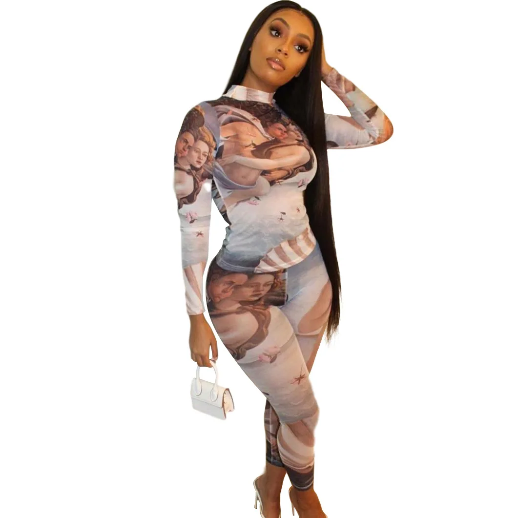 2020 new arrivals autumn design full length women printed two pieces set 
2020 new arrivals autumn design full length women printed two pieces set