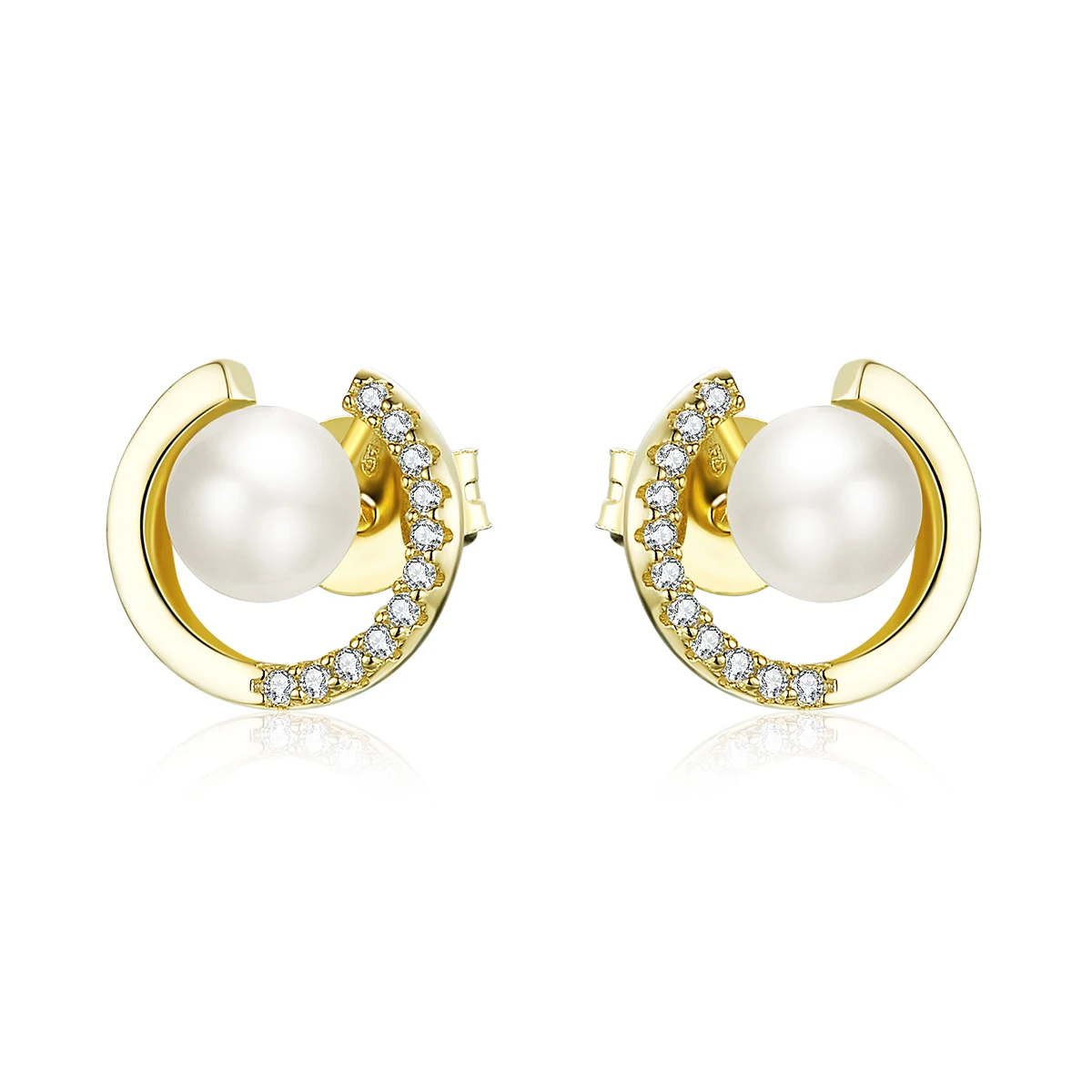 Fashion Women Jewelry Stud Round Pearl Gold Plated 925 Sterling Silver Earrings
Fashion Women Jewelry Stud Round Pearl Gold Plated 925 Sterling Silver Earrings