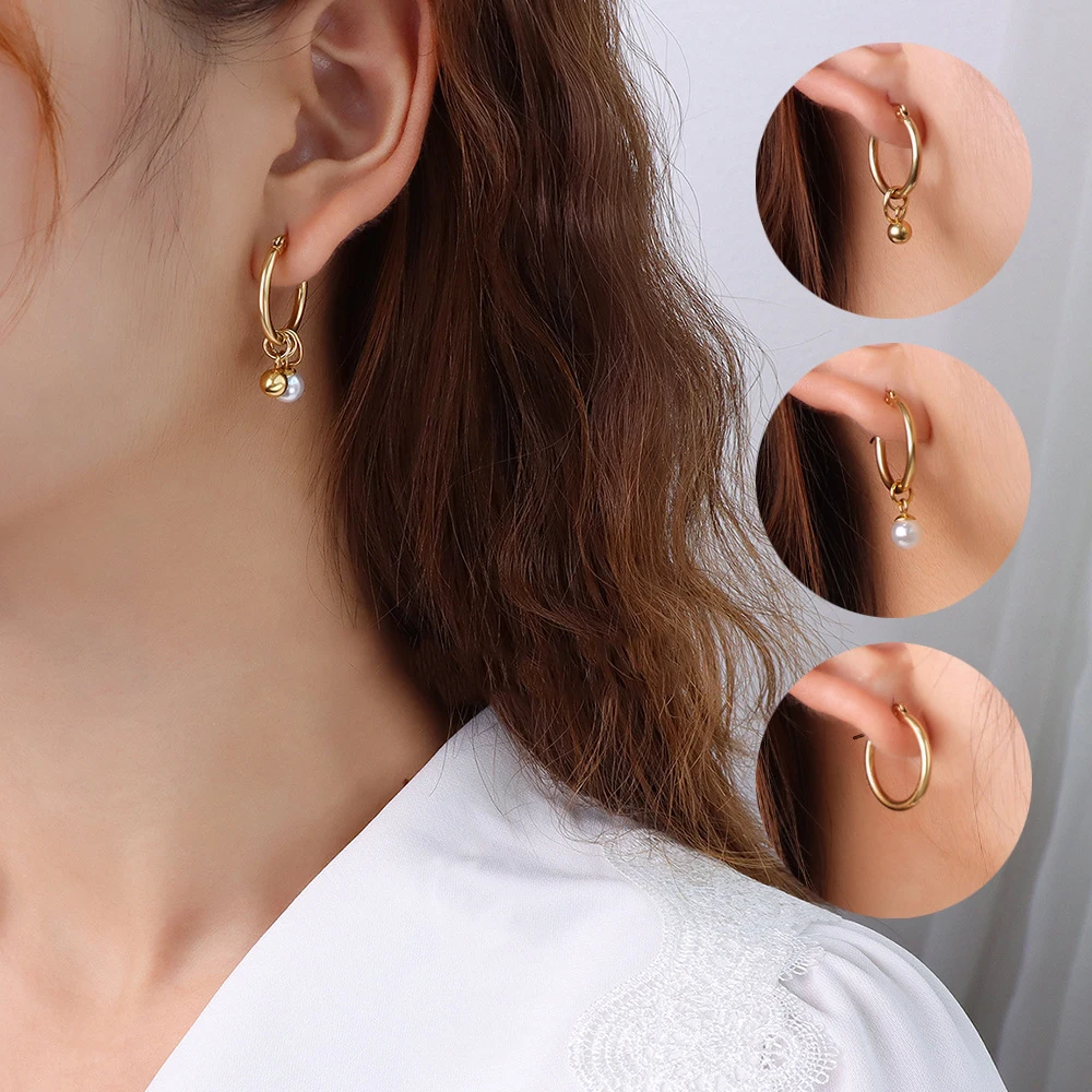 Elegant Women Stainless Steel Jewelry Wholesale Gold Round Ball Pearl Dangle Drop Circle Hoop Huggie Earrings
Elegant Women Stainless Steel Jewelry Wholesale Gold Round Ball Pearl Dangle Drop Circle Hoop Huggie Earrings