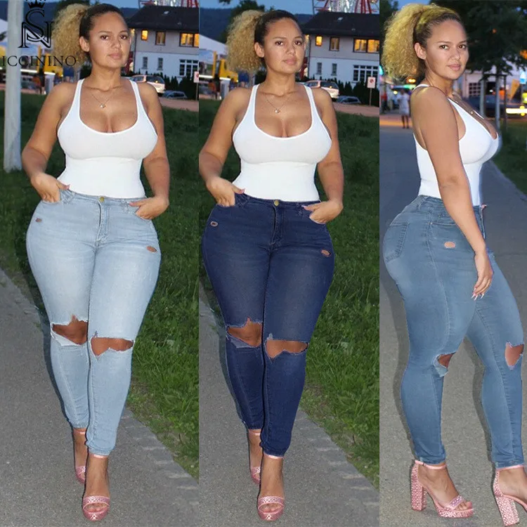 2020 Fashion Skinny Hole Washed Denim plus size jeans for fat women USA 2xl--8xl sizes By Elastic Long length Wholesale China
2020 Fashion Skinny Hole Washed Denim plus size jeans for fat women USA 2xl--8xl sizes By Elastic Long length Wholesale China