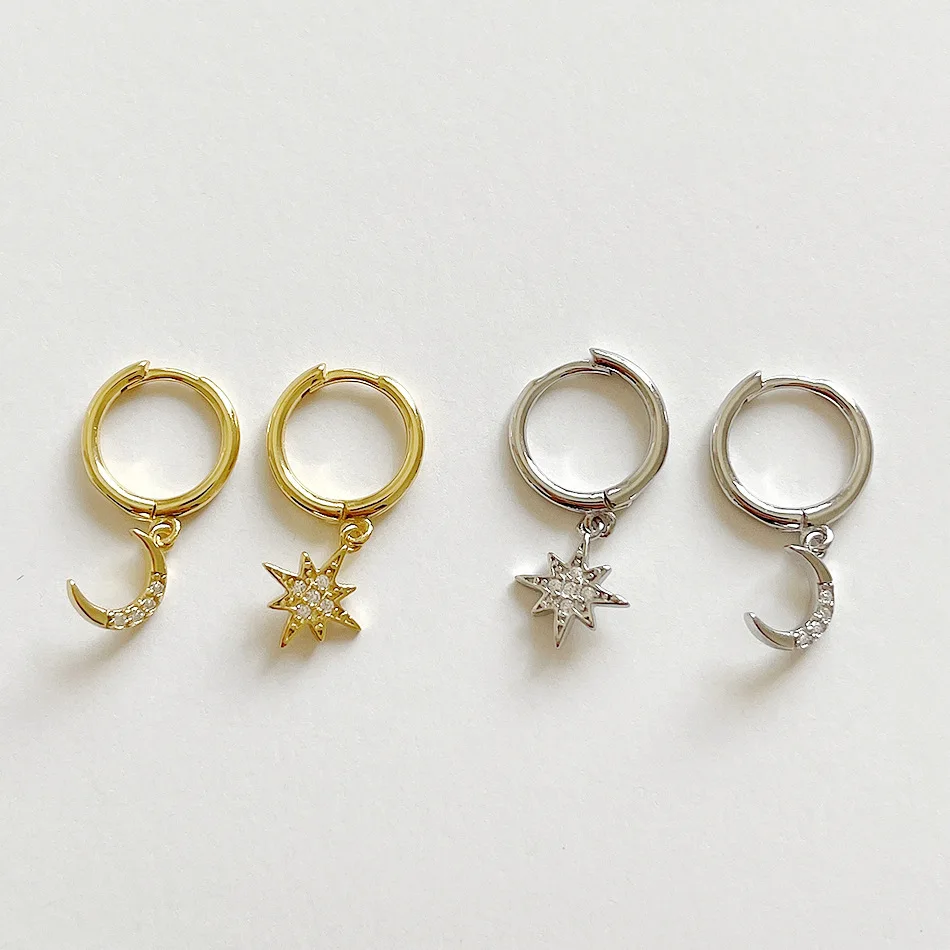 Asymmetric Circle Moon Star Earrings Rhinestone Crescent Small Hoop Earrings for Women 2021 Boho Sterling Silver 925 Jewelry Hot, Gold/silver
Asymmetric Circle Moon Star Earrings Rhinestone Crescent Small Hoop Earrings for Women 2021 Boho Sterling Silver 925 Jewelry Hot, Gold/silver