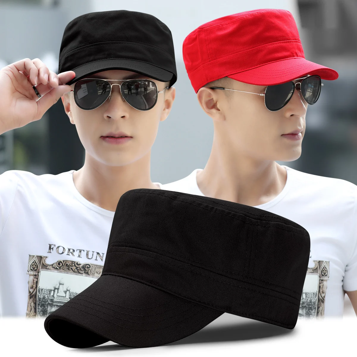 HR06 New Army Caps Military Vintage China blank fashion trendy oem custom logo embroidery Flat Top hats
HR06 New Army Caps Military Vintage China blank fashion trendy oem custom logo embroidery Flat Top hats