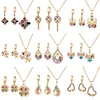 New style jewelry 18k gold plated colorful cubic zirconia wedding cheap necklace and earring sets
