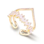South Korean crown diamond ring personality zircon set open ring adjustable ring