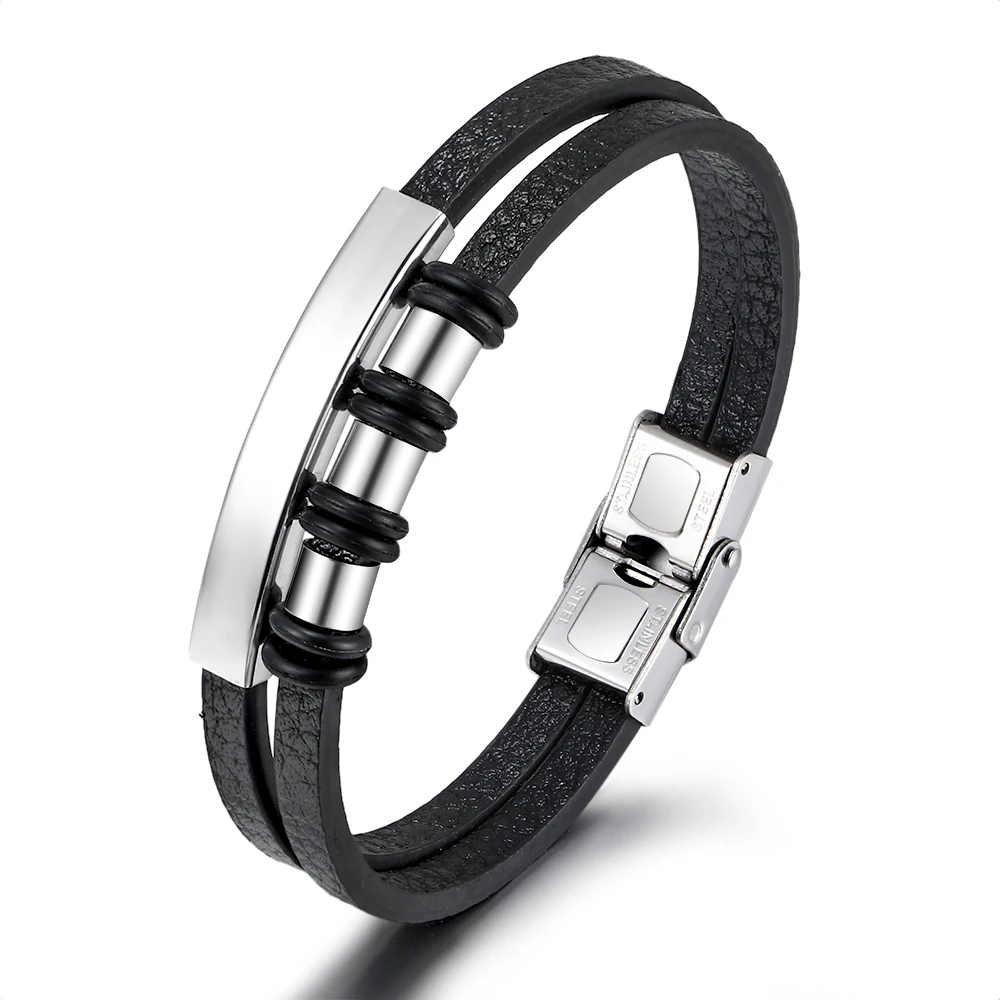 Vintage Classic Double-layer Black Stainless Steel Leather Rope Braided Men's Bracelet
Vintage Classic Double-layer Black Stainless Steel Leather Rope Braided Men's Bracelet