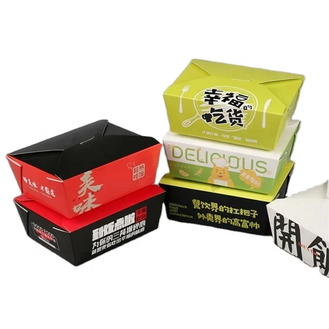 

Custom printed disposable kraft lunch take out packaging to go food container take away paper box for fast food
