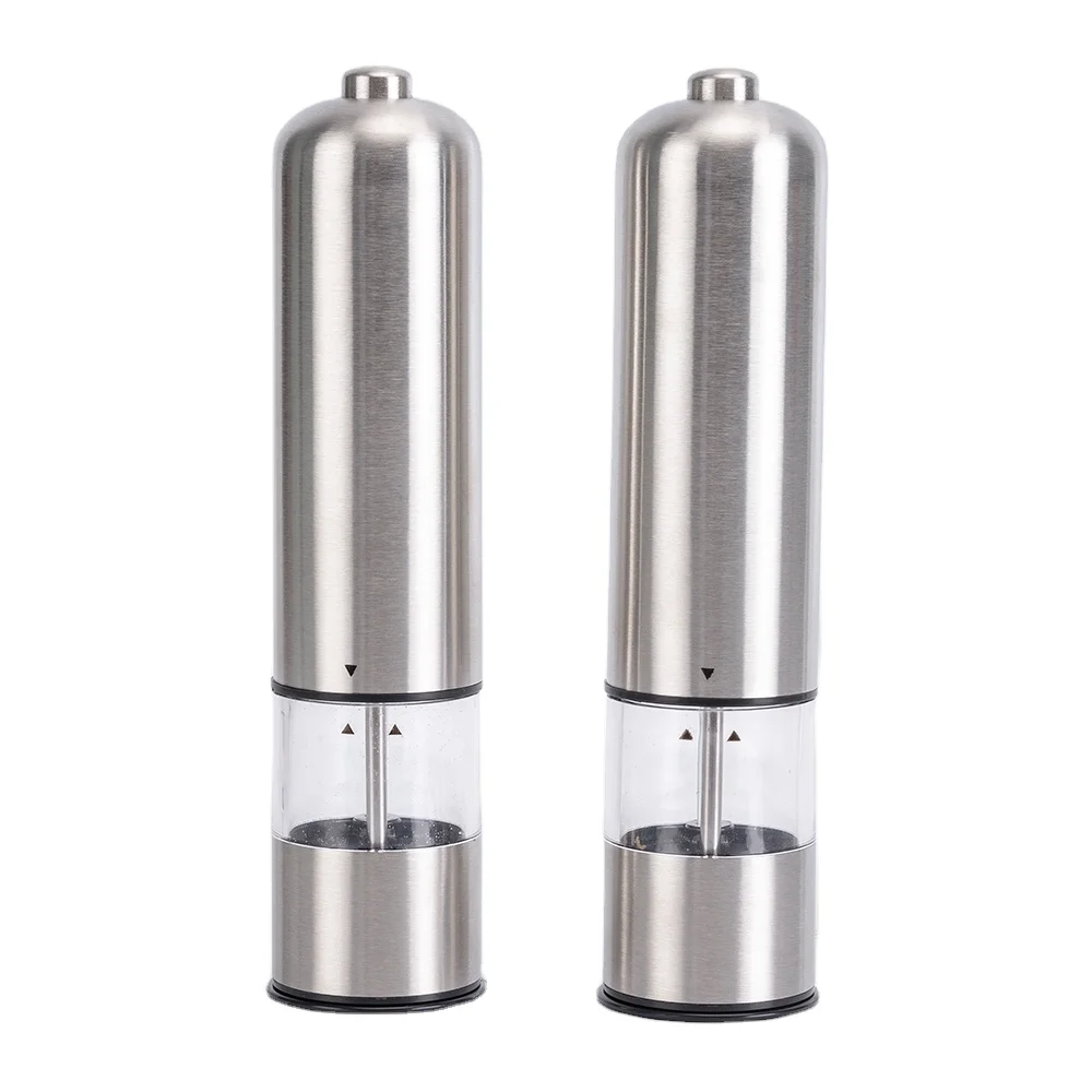 salt and pepper grinder set pepper mill electric pepper grinder with LED light, Silver
salt and pepper grinder set pepper mill electric pepper grinder with LED light, Silver