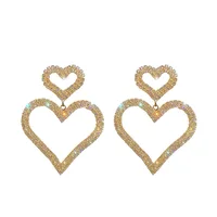 925 Silver Double Hollow Shiny Crystal Heart Drop Earrings Gold Rhinestone Heart Shape Earrings for Valentine's Day
925 Silver Double Hollow Shiny Crystal Heart Drop Earrings Gold Rhinestone Heart Shape Earrings for Valentine's Day