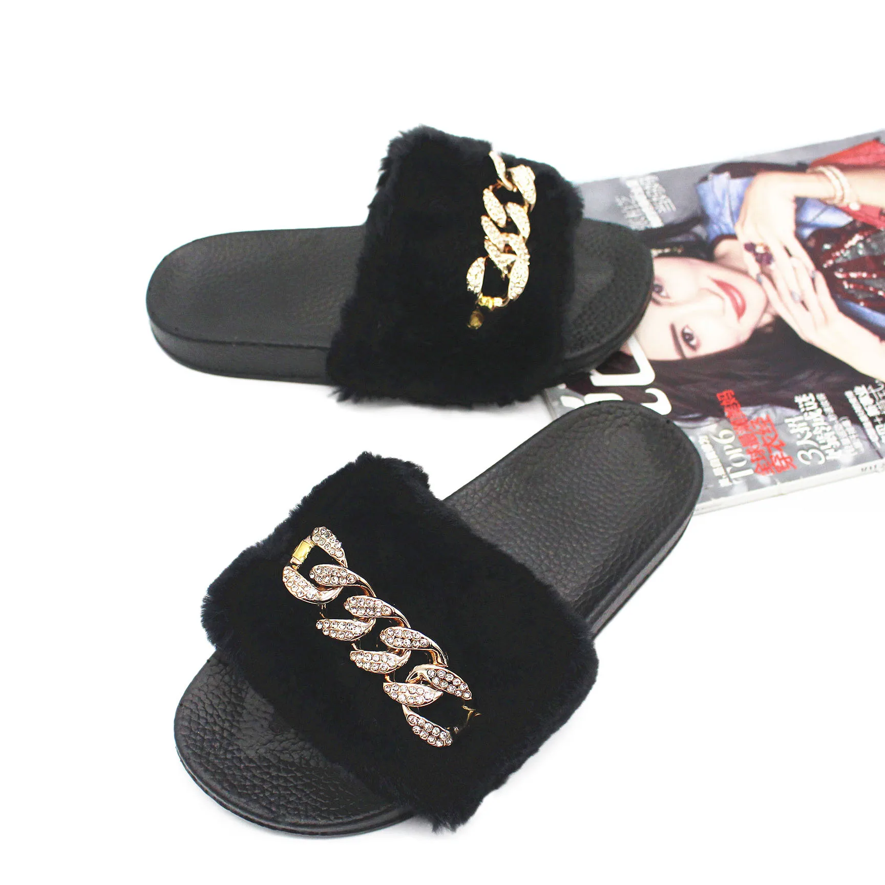 Factory Outlet Winter High Quality Warm Fur Sandals Metal Chain Sandals For Women And Ladies Cheap Sandals, Customized color
Factory Outlet Winter High Quality Warm Fur Sandals Metal Chain Sandals For Women And Ladies Cheap Sandals, Customized color