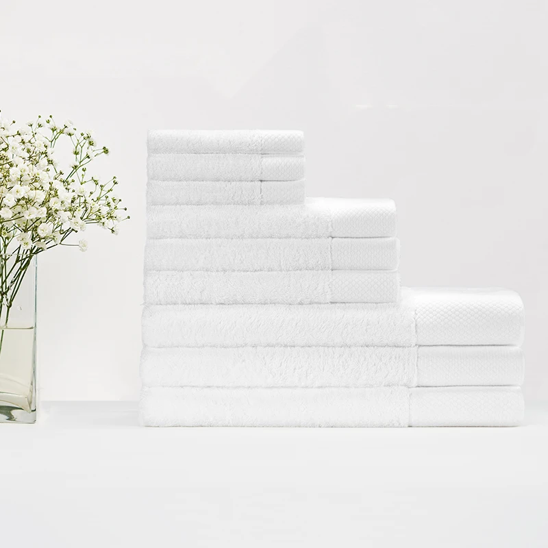 White hotel towel set custom logo towel 100% cotton hotel luxury linen collection Wyndham towel
White hotel towel set custom logo towel 100% cotton hotel luxury linen collection Wyndham towel