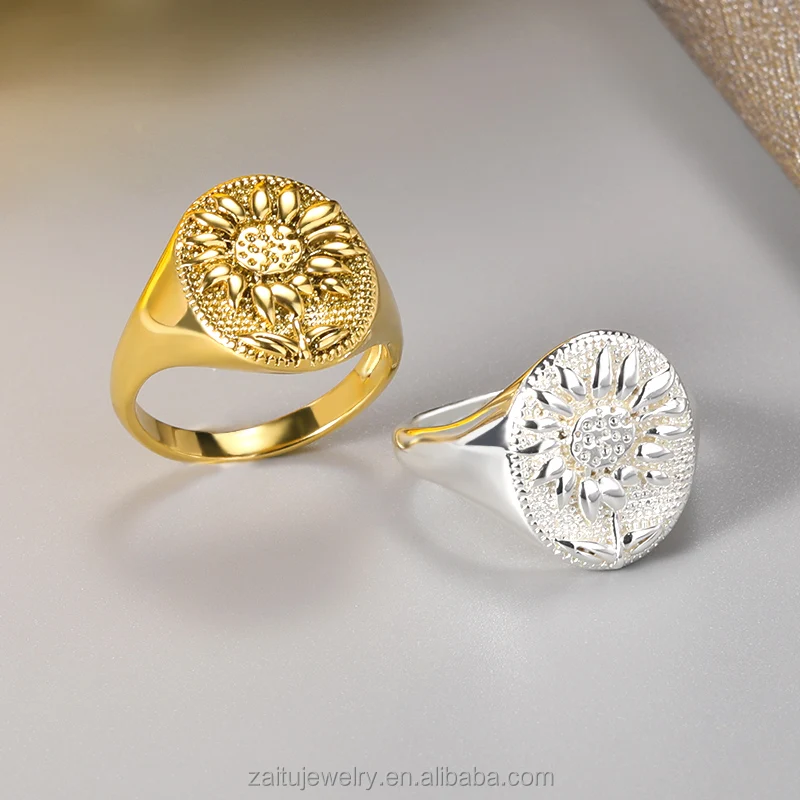 Vintage Style Ring Handmade Stainless Steel Rings 18k Gold Plated Signet Oval Sunflower Flower Ring Gold, Gold,silver
Vintage Style Ring Handmade Stainless Steel Rings 18k Gold Plated Signet Oval Sunflower Flower Ring Gold, Gold,silver