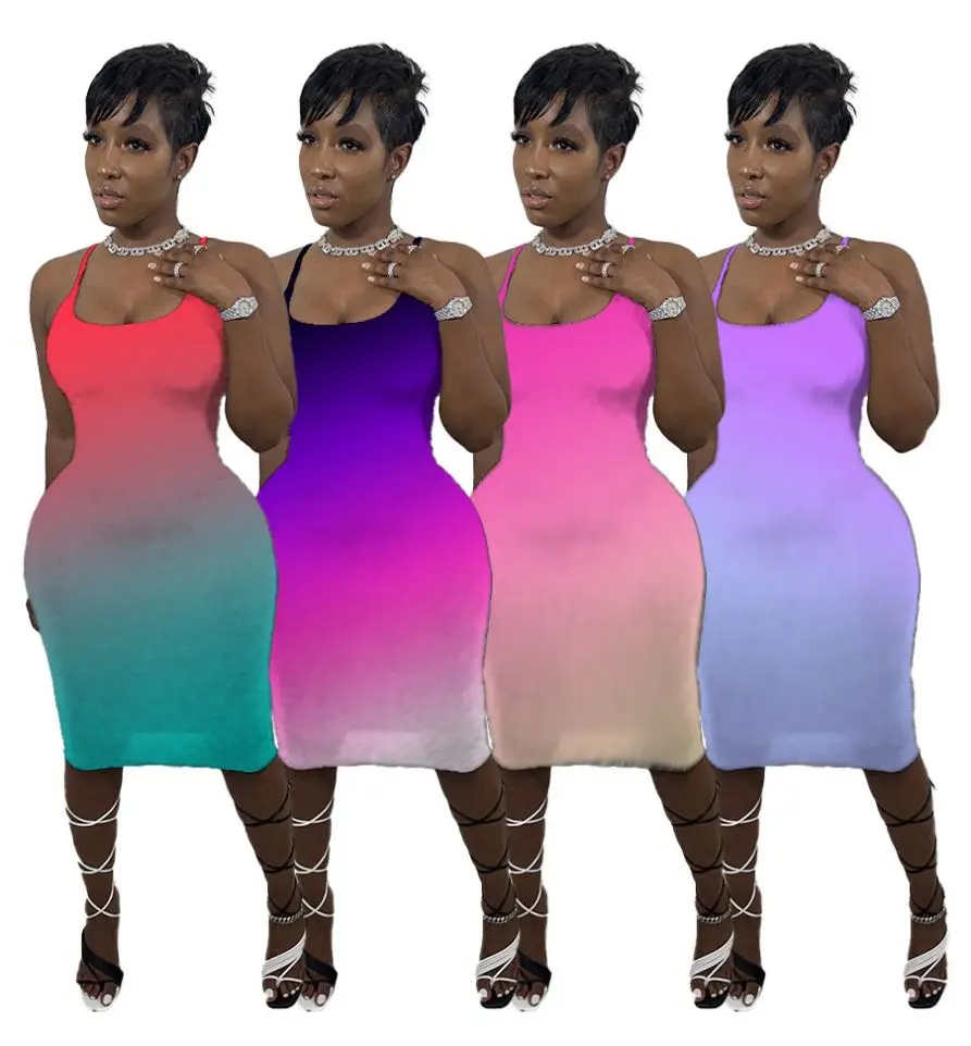 Gradient Spaghetti Strap Bodycon Dress Summer Clothes For Women Elegant Party Wear Sexy Off Shoulder Club Midi Dresses
Gradient Spaghetti Strap Bodycon Dress Summer Clothes For Women Elegant Party Wear Sexy Off Shoulder Club Midi Dresses