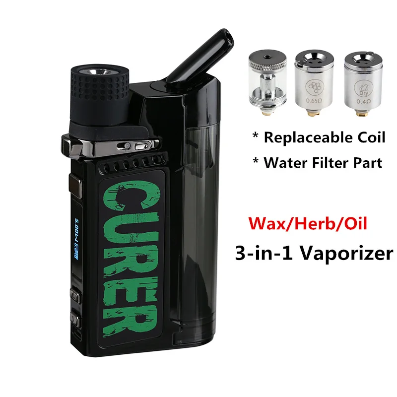 2021 Curer Dry Herb & Wax & Thick Oil 3-in-1 Kit Replaceable Coil TC Water Filter Herbal Pipe vs Dabcool W2 SOC Electric Dab Rig, Black
2021 Curer Dry Herb & Wax & Thick Oil 3-in-1 Kit Replaceable Coil TC Water Filter Herbal Pipe vs Dabcool W2 SOC Electric Dab Rig, Black