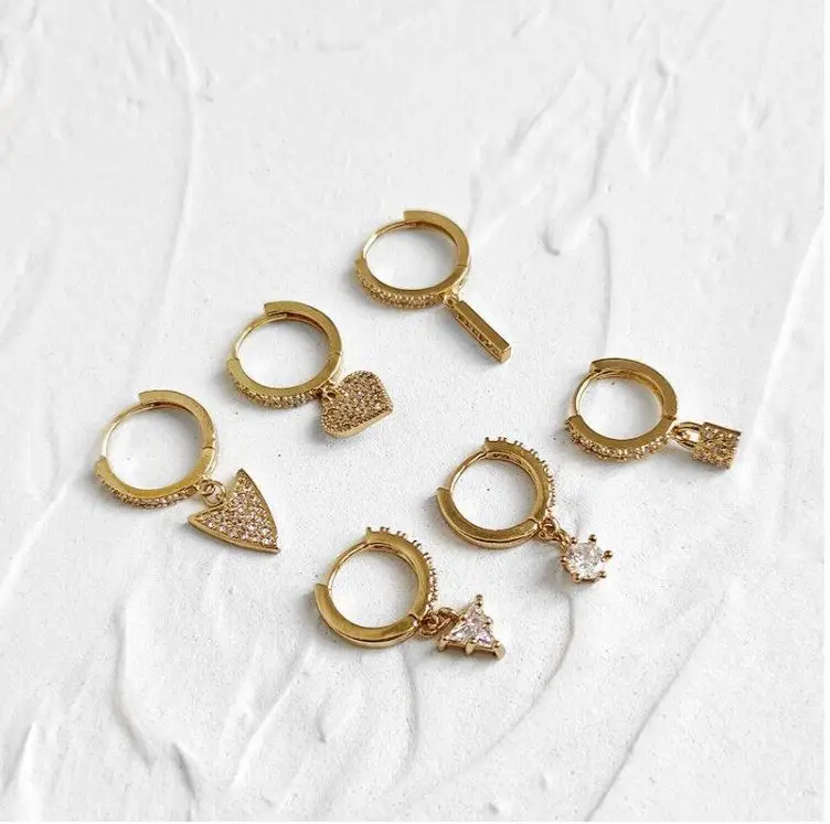 New Tiny Hoop Earrings For Women Girl Gold Cartilage Hoop Earrings with diamond Jewelry Heart Cross Star Triangle Charm Earrings
New Tiny Hoop Earrings For Women Girl Gold Cartilage Hoop Earrings with diamond Jewelry Heart Cross Star Triangle Charm Earrings