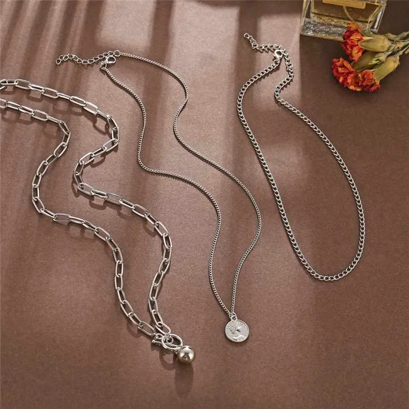 Hip Hop Rock Silver Color Long Chain Necklace Party Punk Multilayer Ball Cross Pendant Necklace 2021 NEW Jewelry For Women
Hip Hop Rock Silver Color Long Chain Necklace Party Punk Multilayer Ball Cross Pendant Necklace 2021 NEW Jewelry For Women