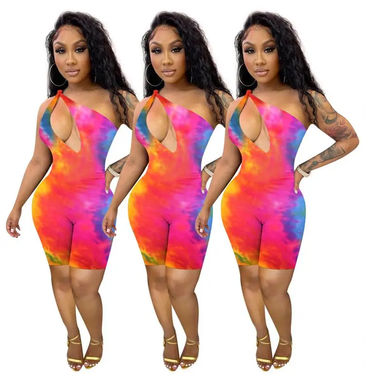 PEARL Best Seller One Shoulder Hollow Out Tie Dye Summer Casual Bodycon One Piece Short Jumpsuits Women Rompers
PEARL Best Seller One Shoulder Hollow Out Tie Dye Summer Casual Bodycon One Piece Short Jumpsuits Women Rompers