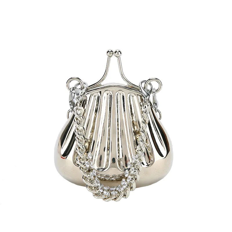 Metal Lipstick Mini Bag 2021 new personalized creative INS chain single shoulder purse crossbody shell clutch bag, Silver
Metal Lipstick Mini Bag 2021 new personalized creative INS chain single shoulder purse crossbody shell clutch bag, Silver