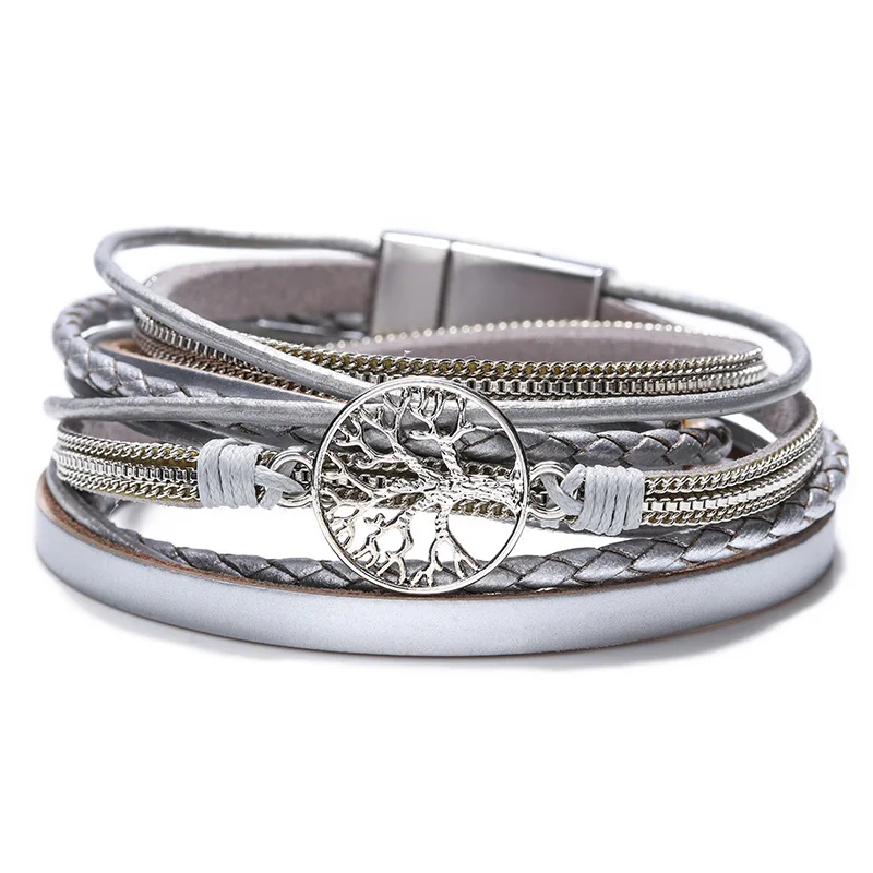 Charm Bohemian Style Life Tree Pearl Leather Bracelet Ladies Jewelry, 3 colors leather silver color metal
Charm Bohemian Style Life Tree Pearl Leather Bracelet Ladies Jewelry, 3 colors leather silver color metal