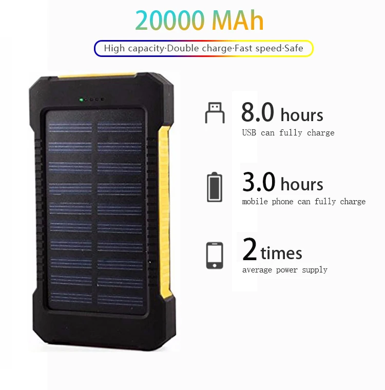 Universal 4000mAh Dual USB waterproof shockproof Dustproof portable Charger powerbank External Panel Battery Solar power bank - ANKUX.COM
