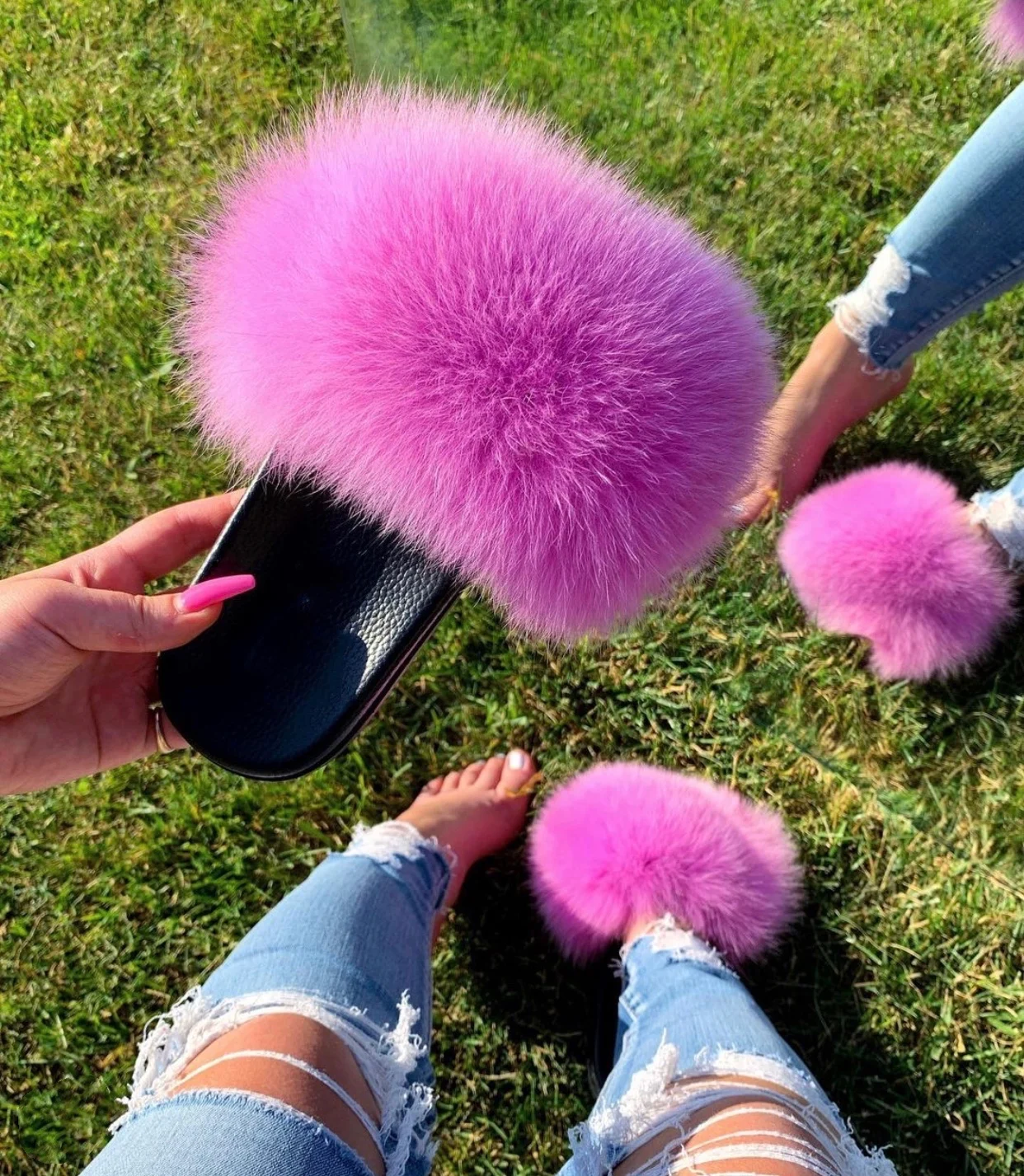 New product wholesale ladies big fur slippers real soft fox fur slides, Picture,customized color
New product wholesale ladies big fur slippers real soft fox fur slides, Picture,customized color