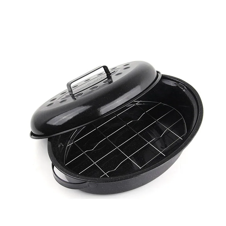 China suppliers chicken baking enamel oval roaster pan ovenware