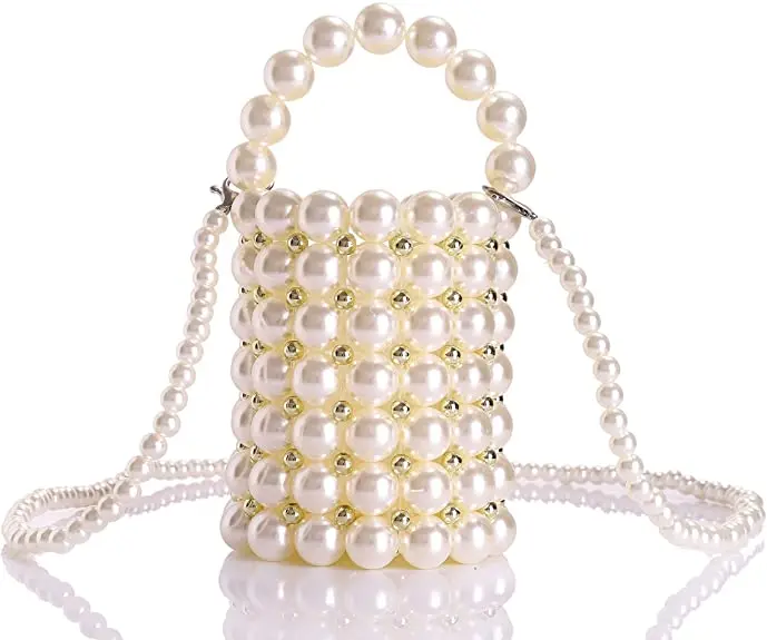 2021 new pearl bucket bag female hand-woven one-shoulder messenger bag transparent round pen holder beaded bag, As shown
2021 new pearl bucket bag female hand-woven one-shoulder messenger bag transparent round pen holder beaded bag, As shown