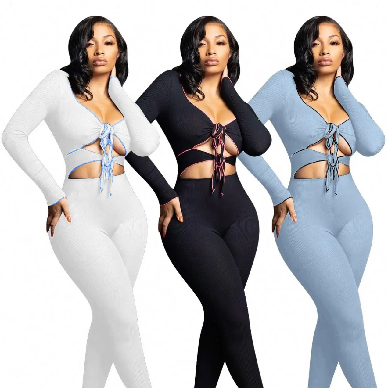 IBEAUTY Fashionable Solid Color Long Sleeve Summer Sexy Women Crop Top And Trousers Two Piece Set
IBEAUTY Fashionable Solid Color Long Sleeve Summer Sexy Women Crop Top And Trousers Two Piece Set