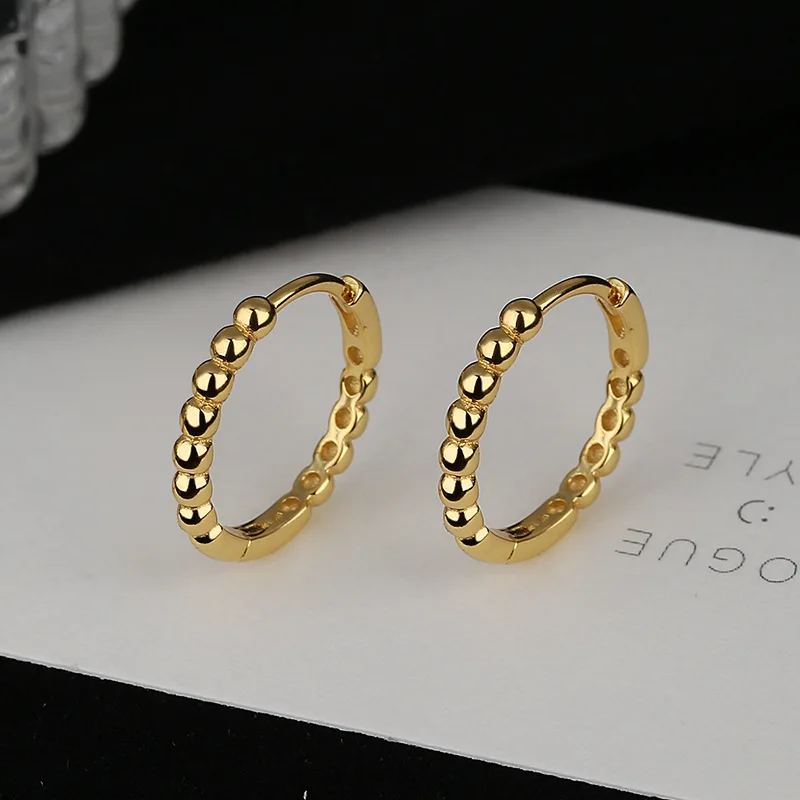 High Quality Gold Platuing Beads S925 Circle Huggie Earrings 925 Sterling Silver Hoop Earrings For Women Men Silver Jewelry
High Quality Gold Platuing Beads S925 Circle Huggie Earrings 925 Sterling Silver Hoop Earrings For Women Men Silver Jewelry
