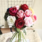 Real touch silk artificial flower single stem wedding rose