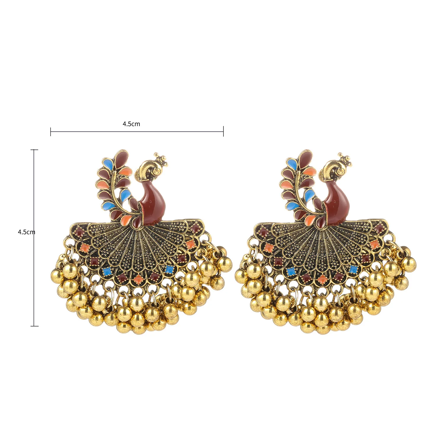 Wholesale Hot Sale Retro Indian Style Peacock Bell Pendant Alloy Earrings Jewelry Design Earrings
Wholesale Hot Sale Retro Indian Style Peacock Bell Pendant Alloy Earrings Jewelry Design Earrings