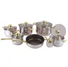 12 Pieces Stainless Steel Cookware Set Induction In India Kitchen Cookware Sets Deals with C-Type Clear Glass Lid