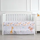 100 3Pc Gray Elephant Themed Cot Baby Girl Bedding 3D Printed 100 Cotton Crib Bedding Set