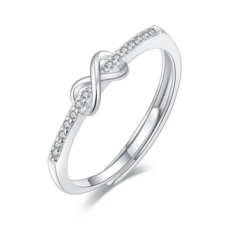 Platinum plated simple bow with zircon open ring small fresh girl hand ornament, Silver
Platinum plated simple bow with zircon open ring small fresh girl hand ornament, Silver
