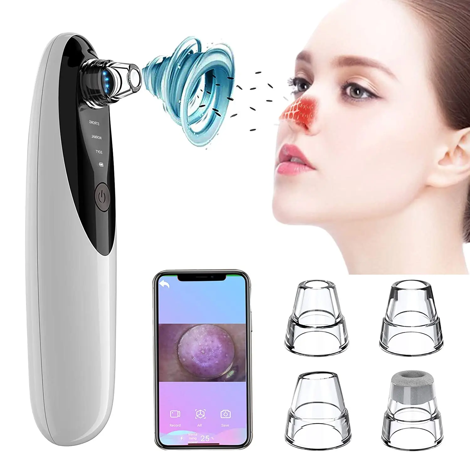 Portable Vacuum Visual Blackhead Removal WIFI Facial Nose Blackhead Removal With Camera, White
Portable Vacuum Visual Blackhead Removal WIFI Facial Nose Blackhead Removal With Camera, White