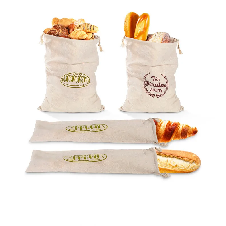 Linen Bread Bags Ideal for Homemade Bread Unbleached Reusable Food Storage Storage for Artisan Bread Bakery & Baguette