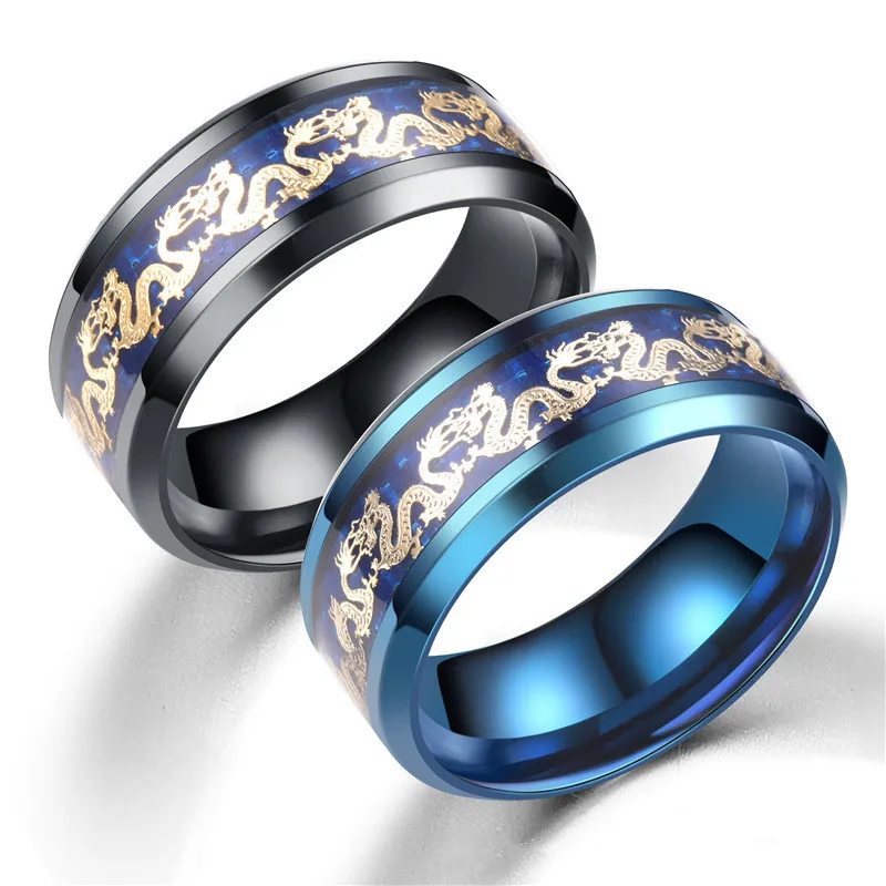 The Tender Fashion New Stainless steel Black Blue Carbon Fiber Shading Double Dragon Piece Ring
The Tender Fashion New Stainless steel Black Blue Carbon Fiber Shading Double Dragon Piece Ring