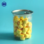 500ml round pet easy open small bread potato chips canning can with plastic cap