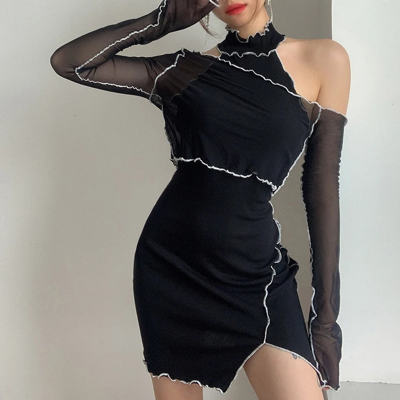 Women Sexy Split Collar Off Shoulder Mesh Two Piece Dress Fashion High Waist Mini Dress, Black
Women Sexy Split Collar Off Shoulder Mesh Two Piece Dress Fashion High Waist Mini Dress, Black
