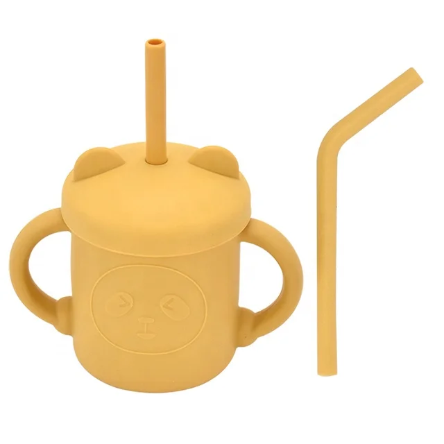 Food Grade Silicone Bear Pattern Baby Feeding Cup BPA Free Silicone Fruit Cup With Straw, Customized color
Food Grade Silicone Bear Pattern Baby Feeding Cup BPA Free Silicone Fruit Cup With Straw, Customized color