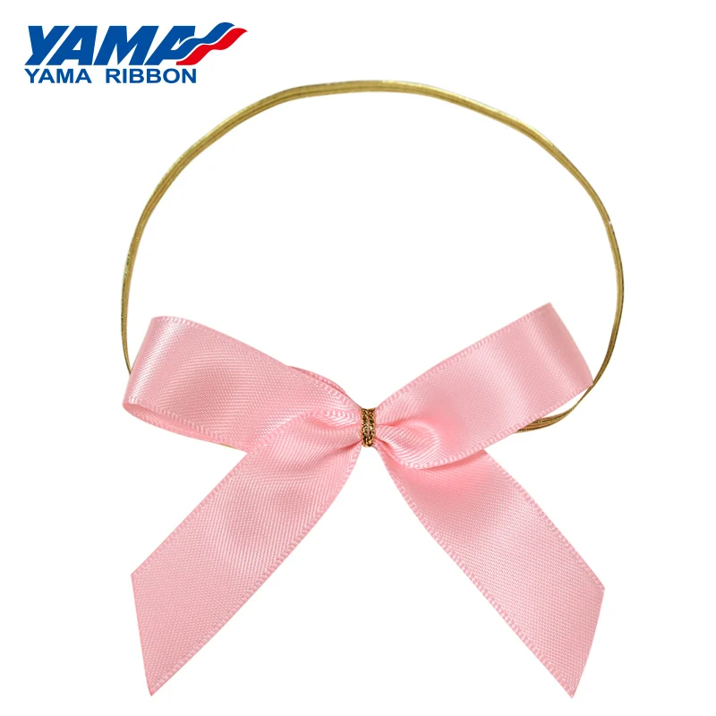Yama Factory Customized Polyester Exquisite Grosgrain Satin Ribbon Pre-made/tied Gift Packing Bows