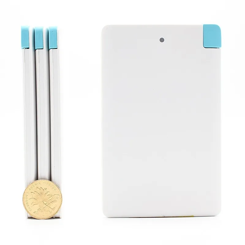 2 Output Built in Cable Slim Wallet Credit Card Power Bank 1800mah 2000mah 2600mah Powerbank - ANKUX.COM